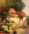 Fruit and Vegetables with a Parrot birds